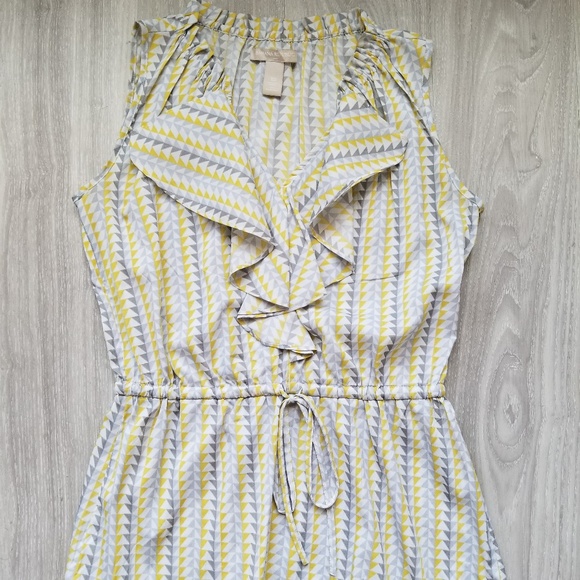 Banana Republic Yellow White Sleeveless Blouse - Picture 1 of 7